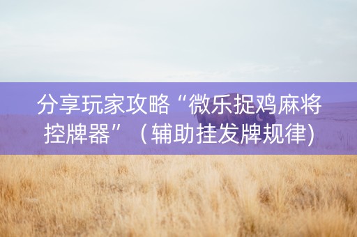 分享玩家攻略“微乐捉鸡麻将控牌器”（辅助挂发牌规律)