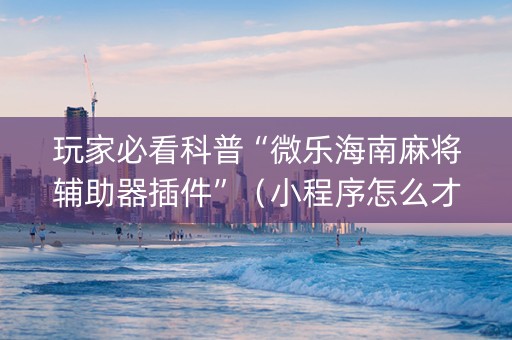 玩家必看科普“微乐海南麻将辅助器插件”（小程序怎么才会赢)