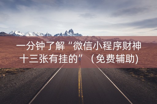 一分钟了解“微信小程序财神十三张有挂的”（免费辅助)