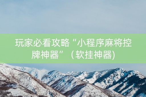玩家必看攻略“小程序麻将控牌神器”（软挂神器)