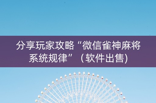 分享玩家攻略“微信雀神麻将系统规律”（软件出售)