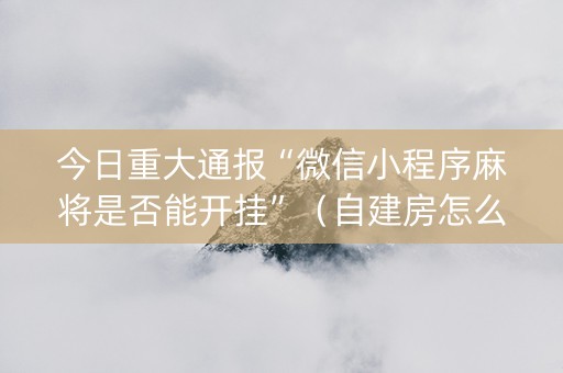 今日重大通报“微信小程序麻将是否能开挂”（自建房怎么赢)