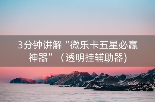 3分钟讲解“微乐卡五星必赢神器”（透明挂辅助器)
