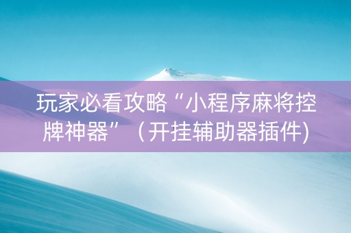 玩家必看攻略“小程序麻将控牌神器”（开挂辅助器插件)
