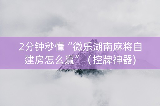 2分钟秒懂“微乐湖南麻将自建房怎么赢”（控牌神器)