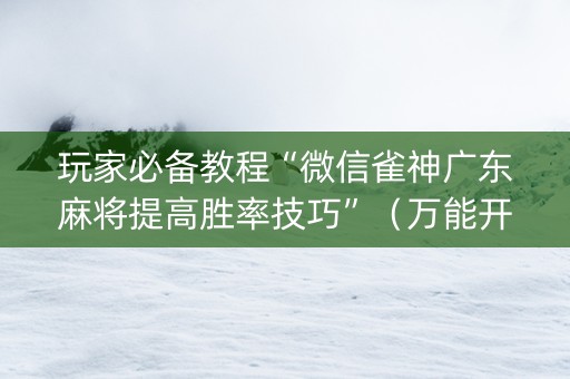 玩家必备教程“微信雀神广东麻将提高胜率技巧”（万能开挂器)