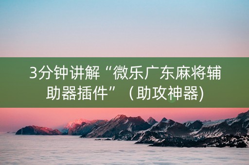 3分钟讲解“微乐广东麻将辅助器插件”（助攻神器)
