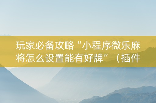 玩家必备攻略“小程序微乐麻将怎么设置能有好牌”（插件开挂免费AI)