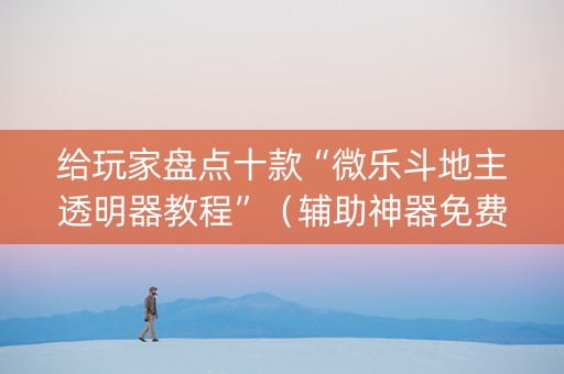 给玩家盘点十款“微乐斗地主透明器教程”（辅助神器免费)