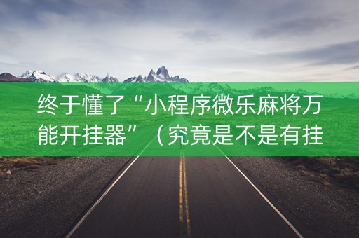 终于懂了“小程序微乐麻将万能开挂器”（究竟是不是有挂)