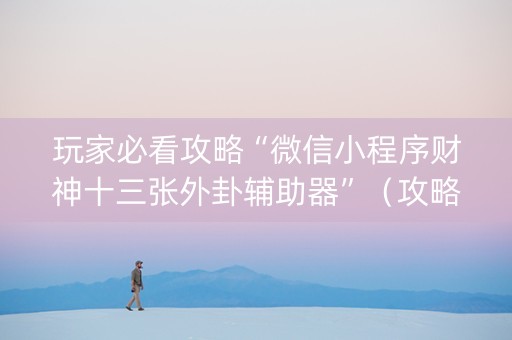 玩家必看攻略“微信小程序财神十三张外卦辅助器”（攻略插件)