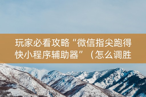 玩家必看攻略“微信指尖跑得快小程序辅助器”（怎么调胜率)