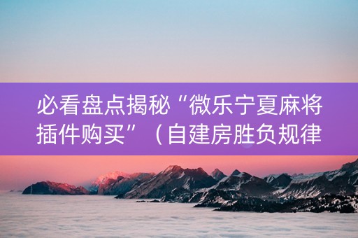 必看盘点揭秘“微乐宁夏麻将插件购买”（自建房胜负规律)