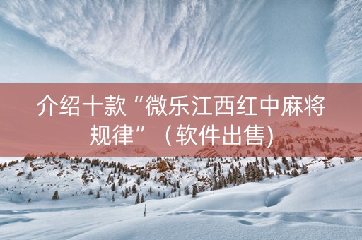 介绍十款“微乐江西红中麻将规律”（软件出售)