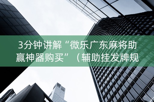 3分钟讲解“微乐广东麻将助赢神器购买”（辅助挂发牌规律)