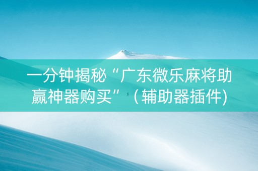 一分钟揭秘“广东微乐麻将助赢神器购买”（辅助器插件)