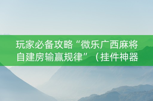 玩家必备攻略“微乐广西麻将自建房输赢规律”（挂件神器)