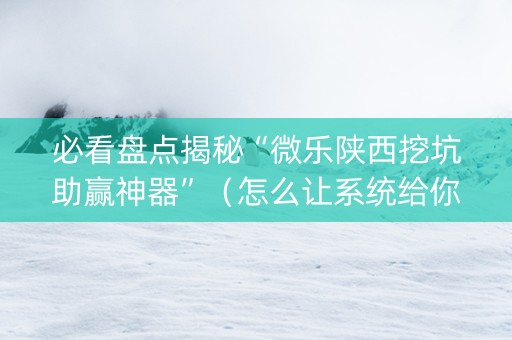 必看盘点揭秘“微乐陕西挖坑助赢神器”（怎么让系统给你发好牌)