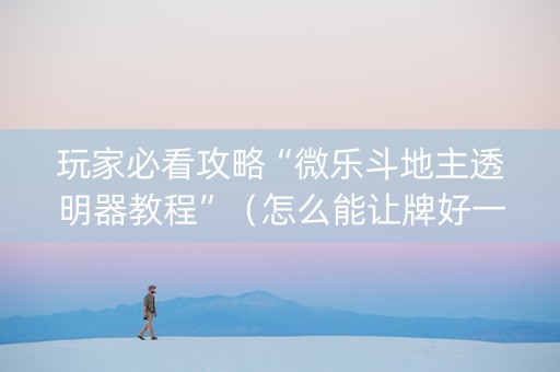 玩家必看攻略“微乐斗地主透明器教程”（怎么能让牌好一点)