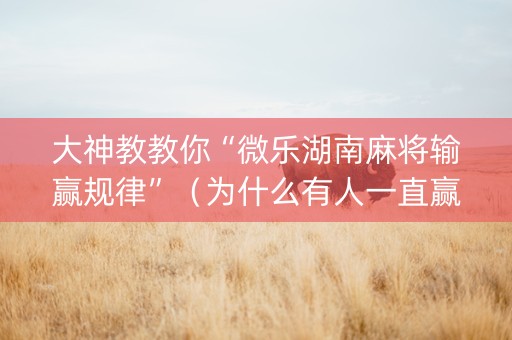 大神教教你“微乐湖南麻将输赢规律”（为什么有人一直赢)