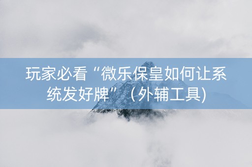 玩家必看“微乐保皇如何让系统发好牌”（外辅工具)