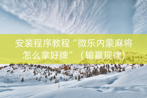安装程序教程“微乐内蒙麻将怎么拿好牌”（输赢规律)