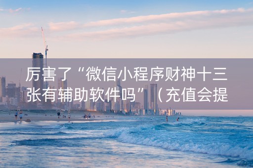 厉害了“微信小程序财神十三张有辅助软件吗”（充值会提高胜率么)