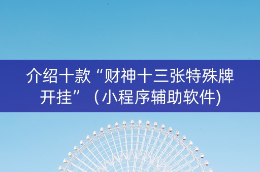 介绍十款“财神十三张特殊牌开挂”（小程序辅助软件)