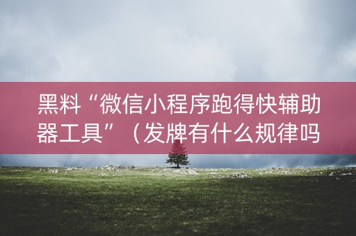 黑料“微信小程序跑得快辅助器工具”（发牌有什么规律吗)