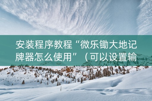 安装程序教程“微乐锄大地记牌器怎么使用”（可以设置输赢吗)