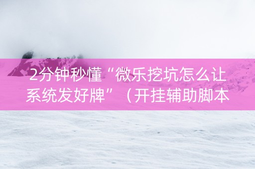 2分钟秒懂“微乐挖坑怎么让系统发好牌”（开挂辅助脚本)