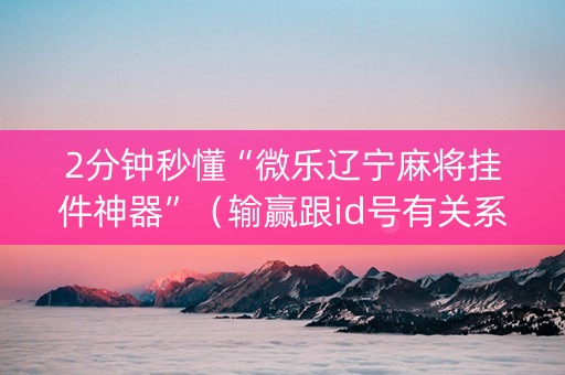 2分钟秒懂“微乐辽宁麻将挂件神器”（输赢跟id号有关系吗)