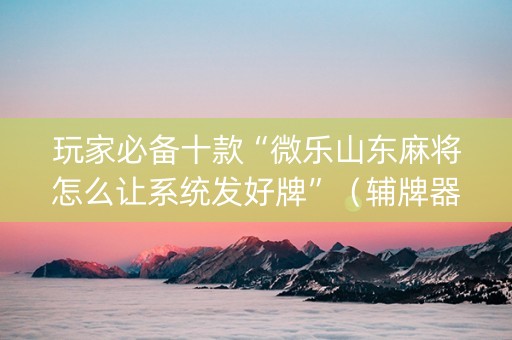玩家必备十款“微乐山东麻将怎么让系统发好牌”（辅牌器插件购买)