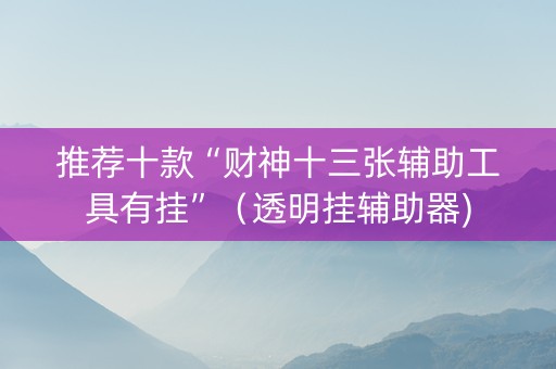 推荐十款“财神十三张辅助工具有挂”（透明挂辅助器)