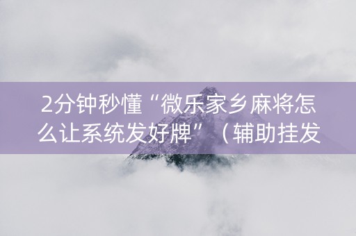 2分钟秒懂“微乐家乡麻将怎么让系统发好牌”（辅助挂发牌规律)