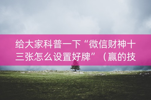 给大家科普一下“微信财神十三张怎么设置好牌”(赢的技巧规律) 给大家科普一下“微信财神十三张怎么设置好牌”(赢的技巧规律)