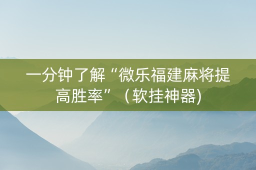 一分钟了解“微乐福建麻将提高胜率”（软挂神器)