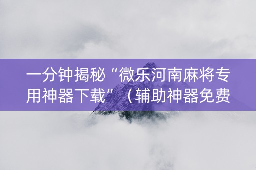 一分钟揭秘“微乐河南麻将专用神器下载”（辅助神器免费)