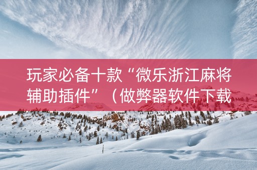 玩家必备十款“微乐浙江麻将辅助插件”（做弊器软件下载)