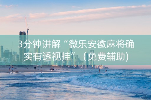 3分钟讲解“微乐安徽麻将确实有透视挂”（免费辅助)