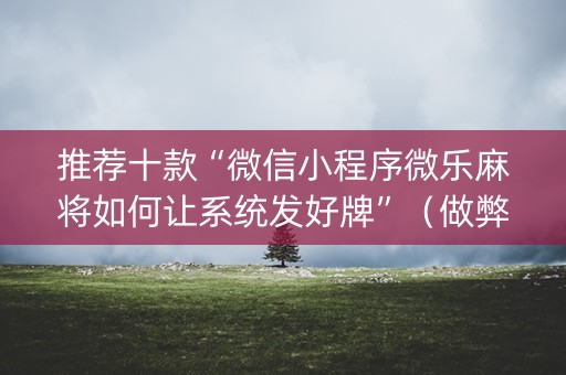 推荐十款“微信小程序微乐麻将如何让系统发好牌”（做弊器软件下载)