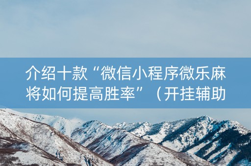 介绍十款“微信小程序微乐麻将如何提高胜率”（开挂辅助插件)
