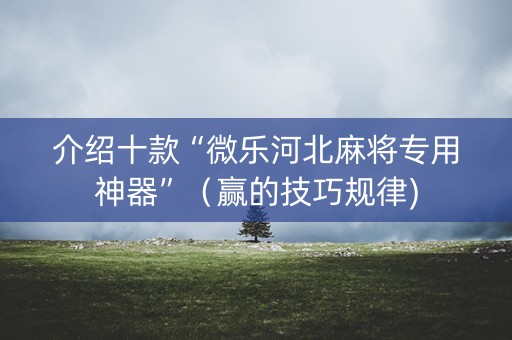 介绍十款“微乐河北麻将专用神器”（赢的技巧规律)