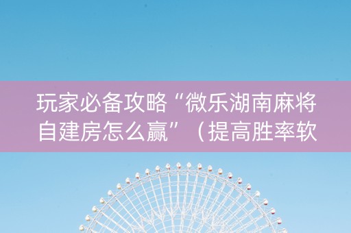 玩家必备攻略“微乐湖南麻将自建房怎么赢”（提高胜率软件)
