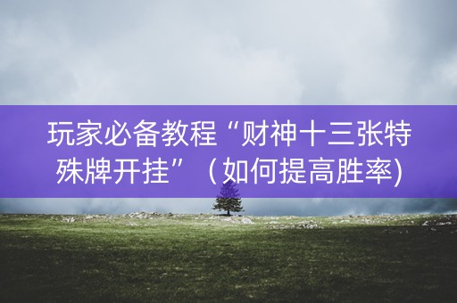 玩家必备教程“财神十三张特殊牌开挂”（如何提高胜率)