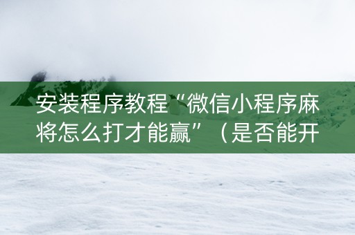 安装程序教程“微信小程序麻将怎么打才能赢”(是否能开挂) 安装程序教程“微信小程序麻将怎么打才能赢”(是否能开挂)