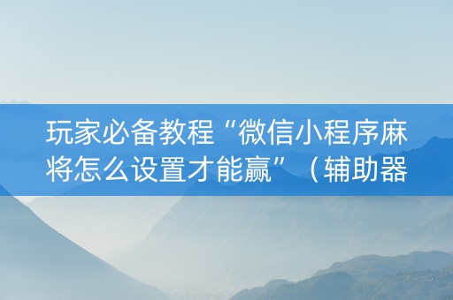 玩家必备教程“微信小程序麻将怎么设置才能赢”（辅助器下载)