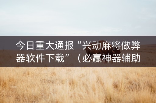 今日重大通报“兴动麻将做弊器软件下载”（必赢神器辅助器)