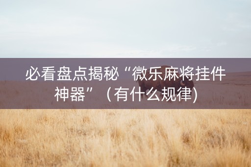 必看盘点揭秘“微乐麻将挂件神器”（有什么规律)