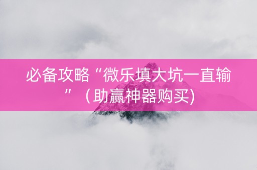 必备攻略“微乐填大坑一直输”（助赢神器购买)